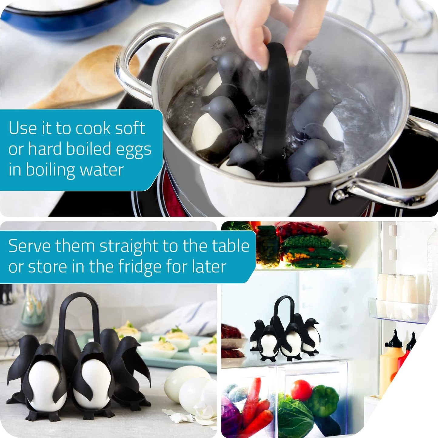 pEEGuins™ - Cook, Store and Serve Egg Holder