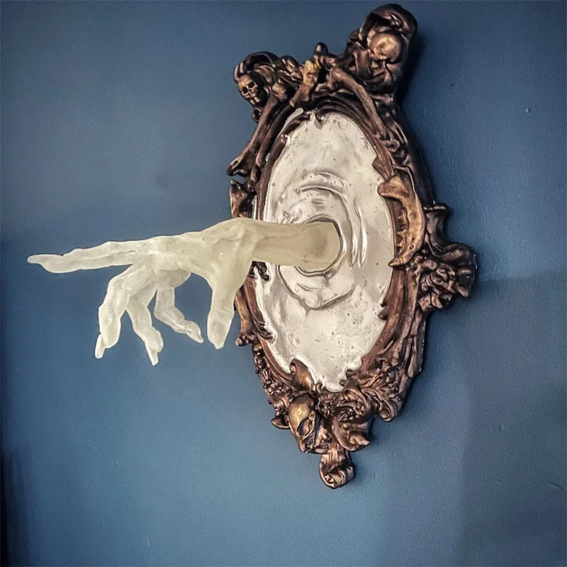 Hownd - Ghost in the Frame Wall Plaque - Glow-in-the-Dark Halloween Decor
