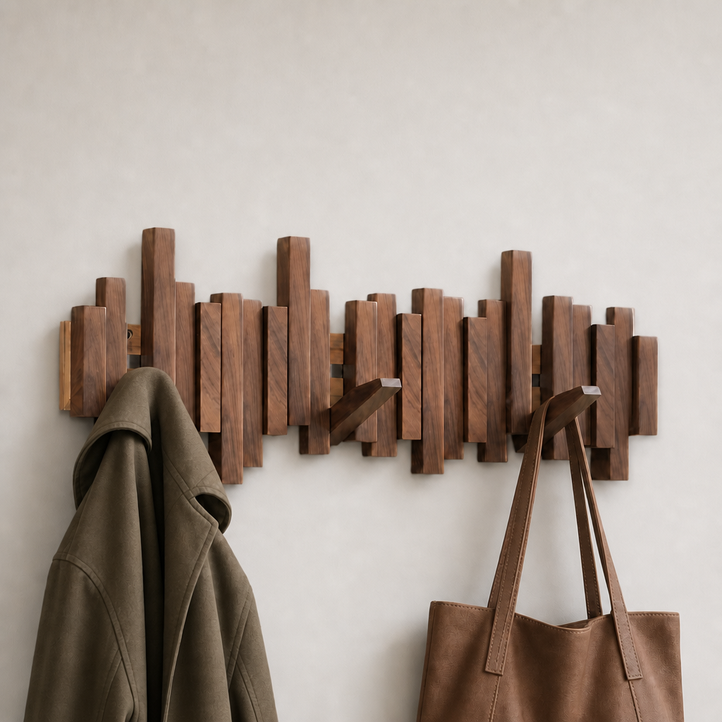 Alvey piano key wall mounted wooden coat rack, product photo 1
