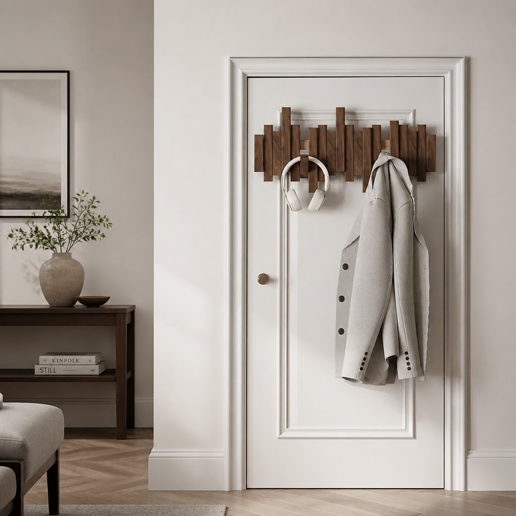 Alvey piano key wall mounted wooden coat rack, product photo 2