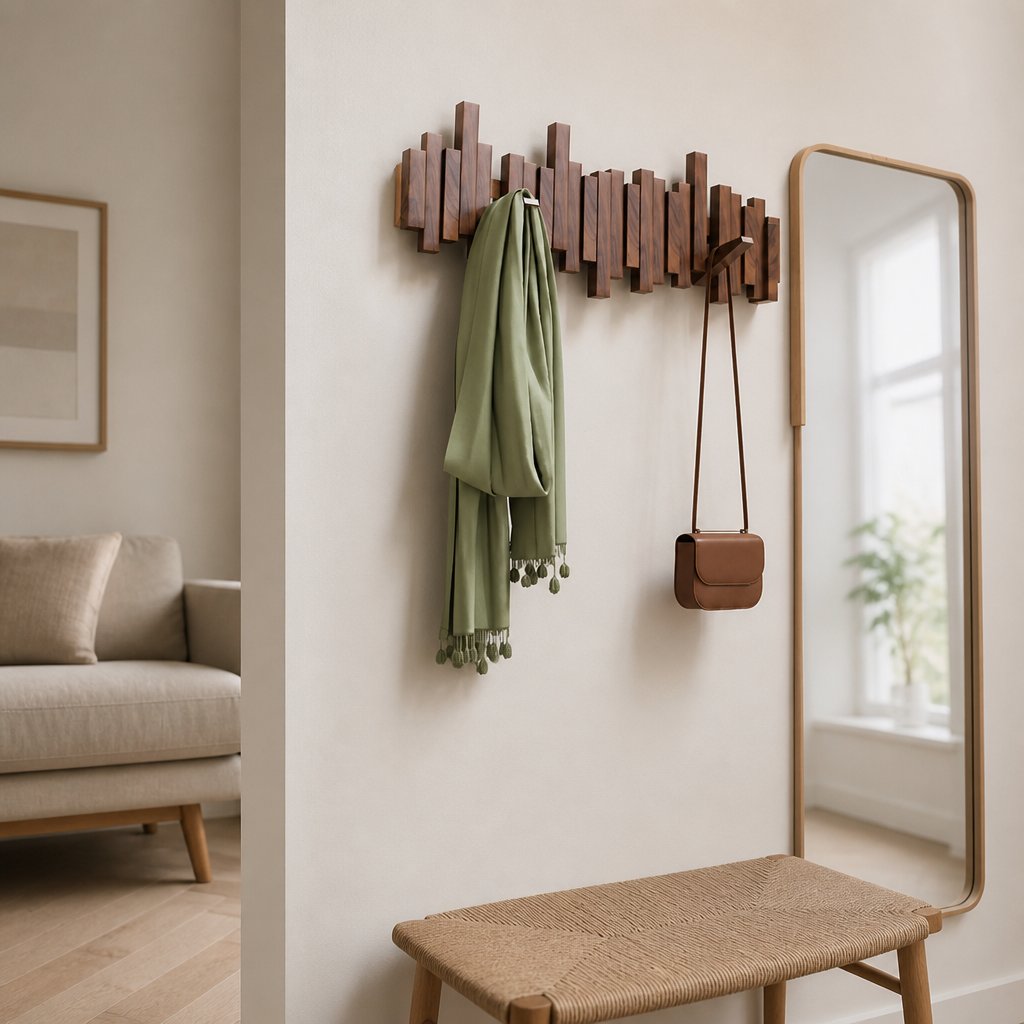 Alvey piano key wall mounted wooden coat rack, product photo 5