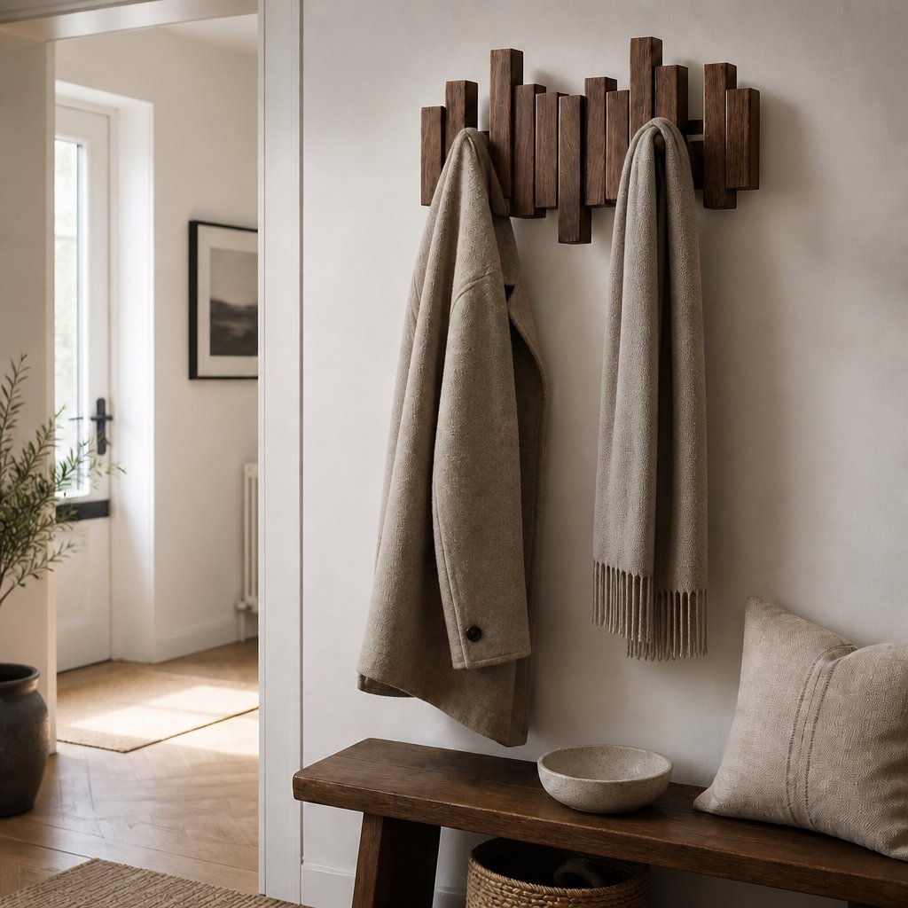 Alvey piano key wall mounted wooden coat rack, product photo 6