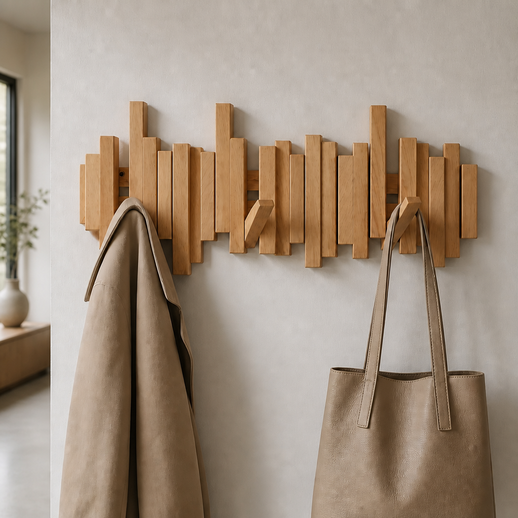 Alvey piano key wall mounted wooden coat rack, product photo 7