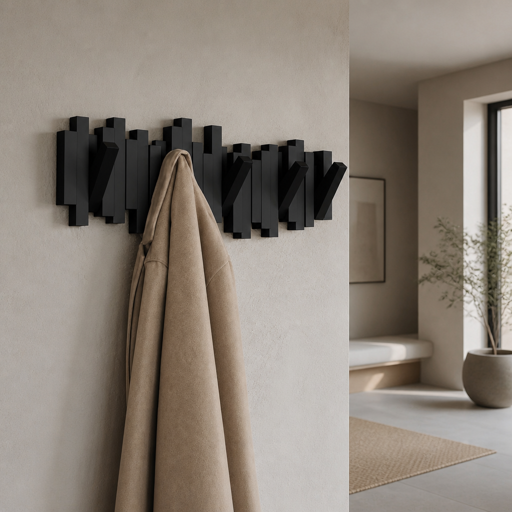 Alvey piano key wall mounted wooden coat rack, product photo 8