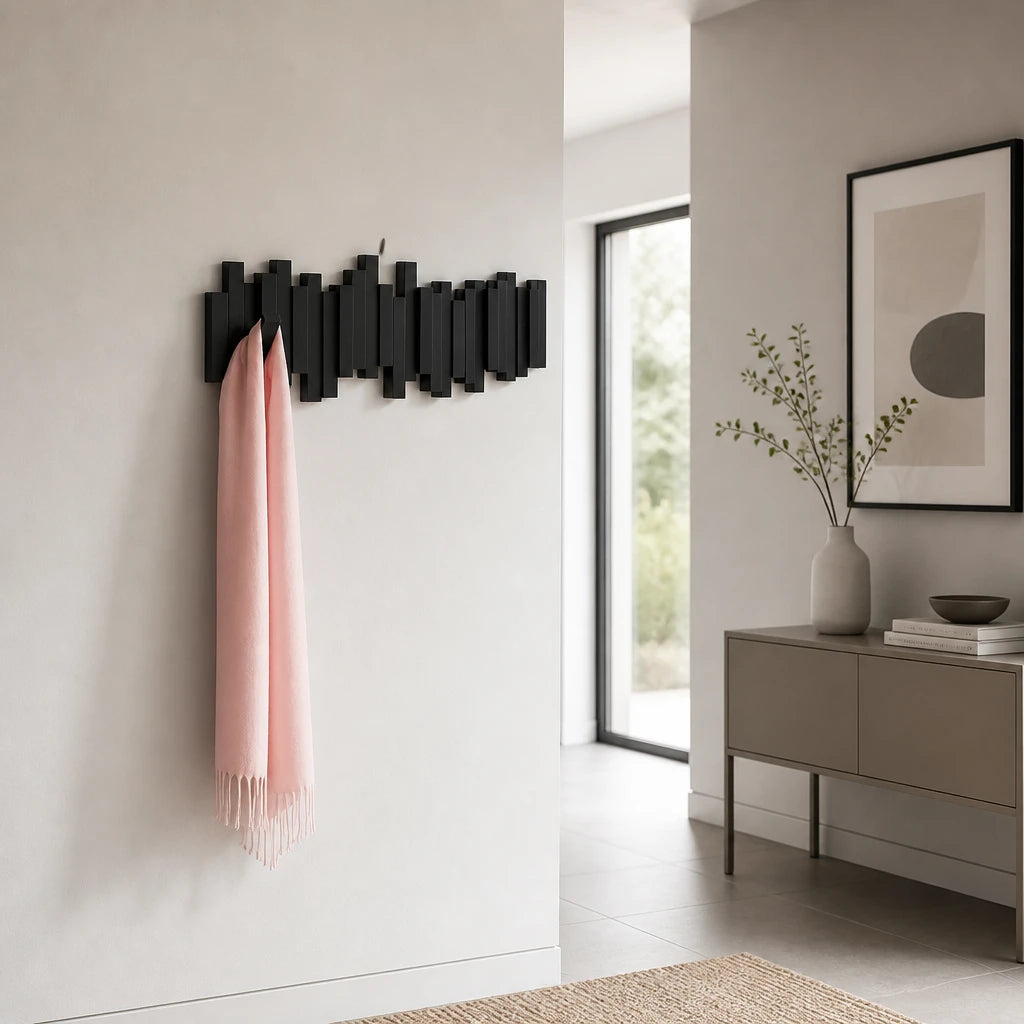 Alvey piano key wall mounted wooden coat rack, product photo 9