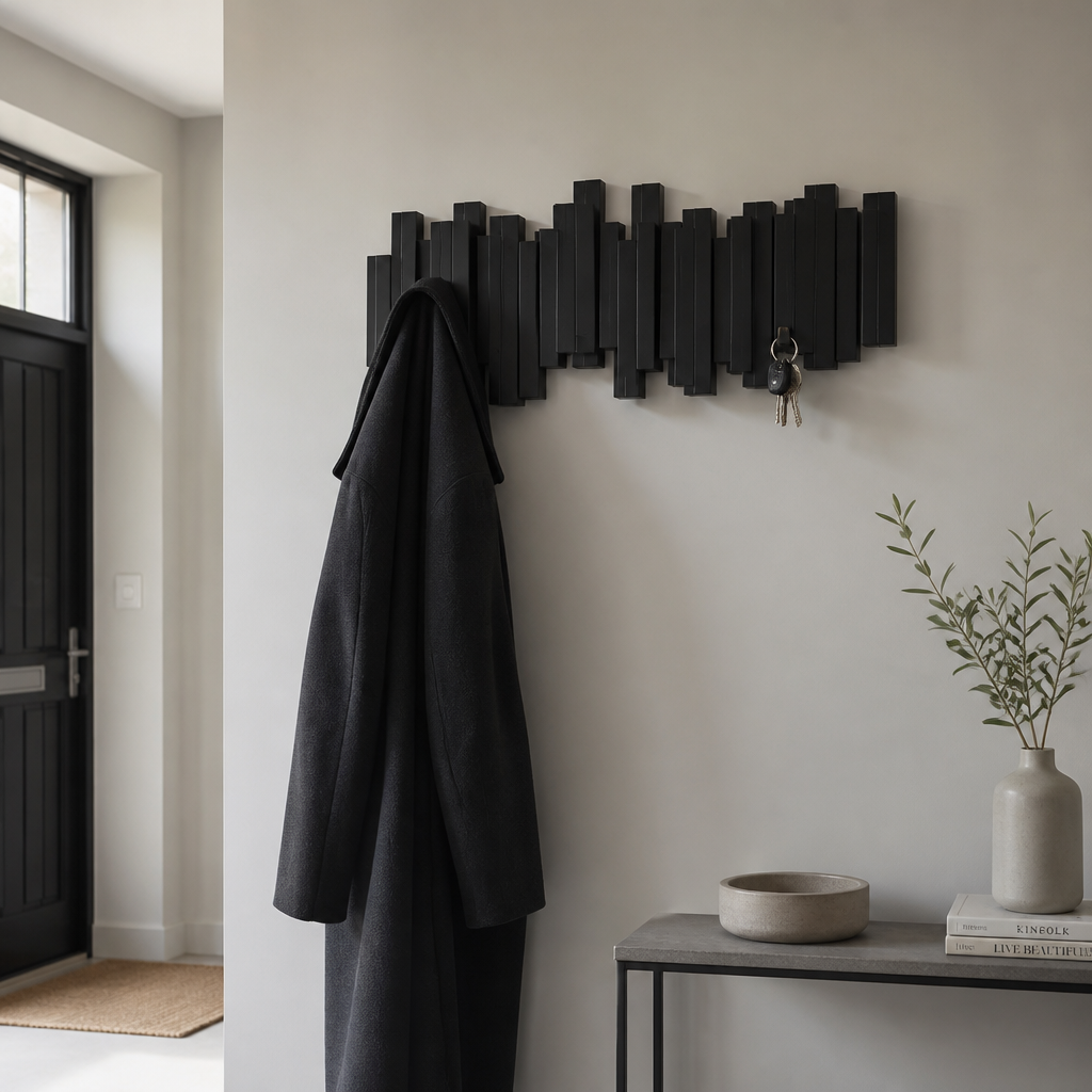 Alvey piano key wall mounted wooden coat rack, product photo 10