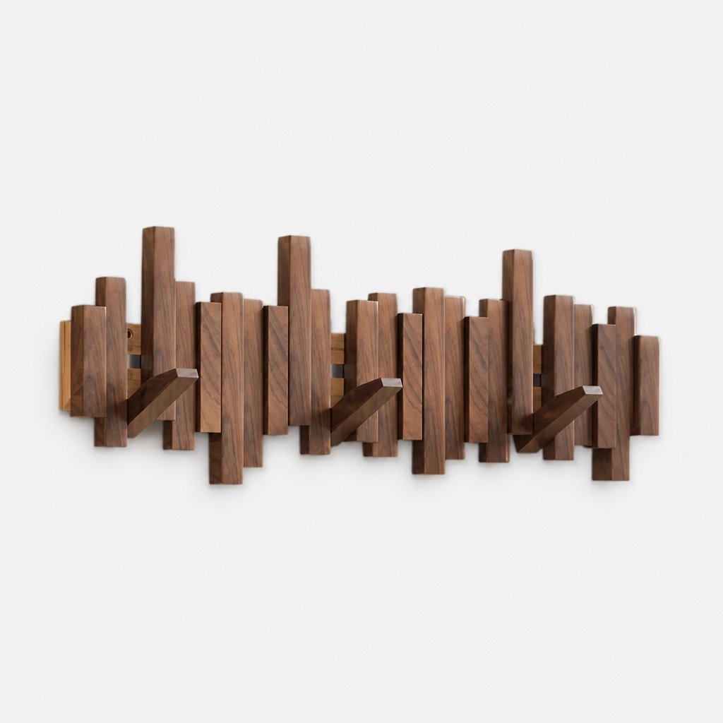 Alvey piano key wall mounted wooden coat rack, product photo 13