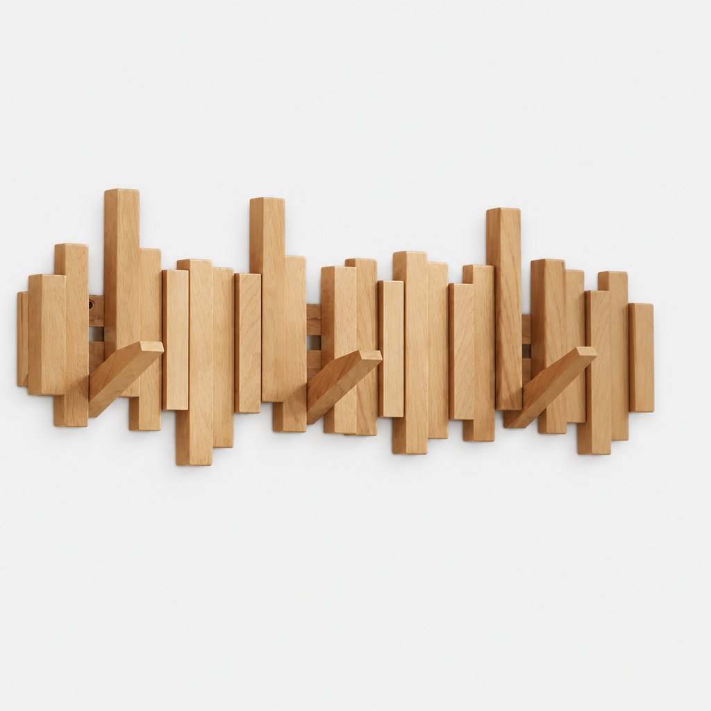 Alvey piano key wall mounted wooden coat rack, product photo 14