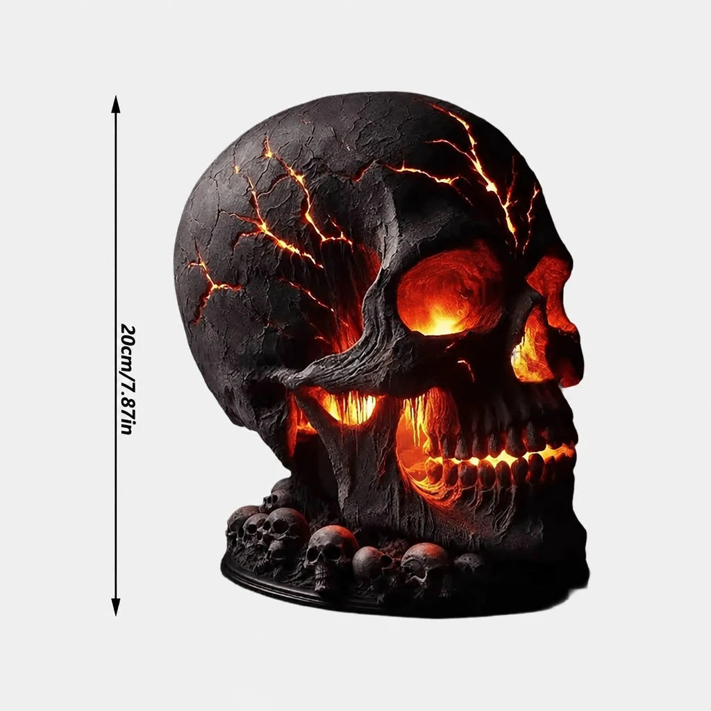 Barnok gothic flame skull night light with height measurement showing 20cm tall