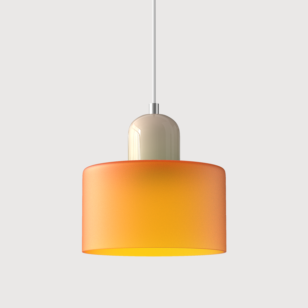 Beige base and warm orange shade retro glass pendant