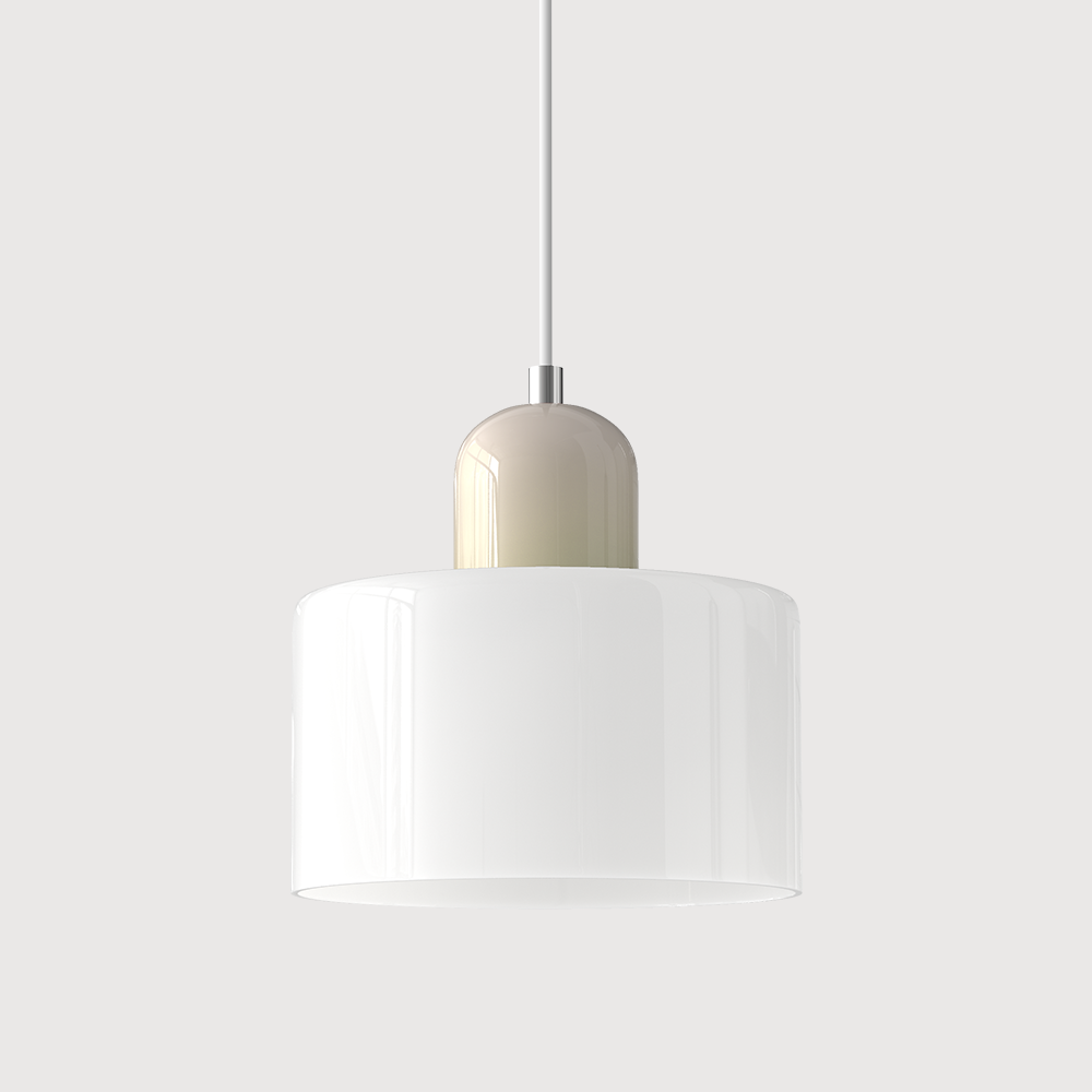 Beige base and white shade elegant minimalist glass pendant