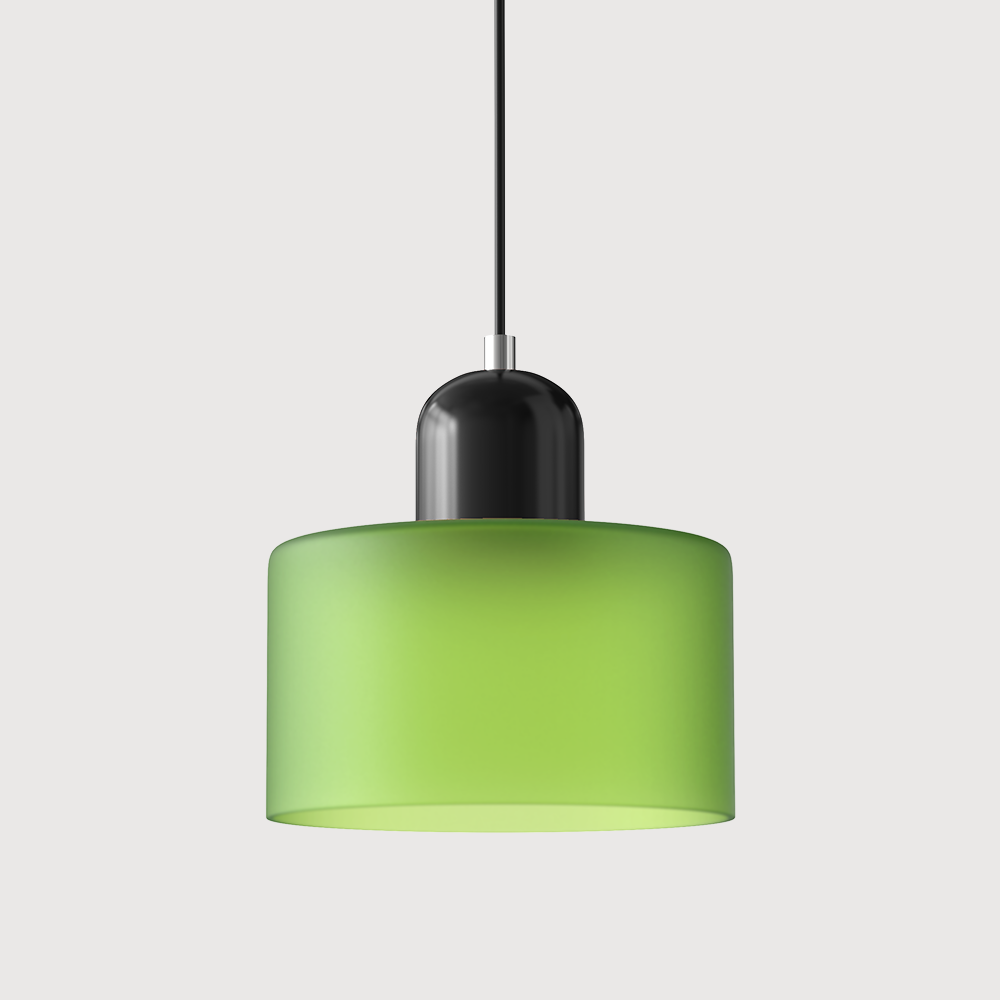 black base and frosted green shade vintage style pendant light