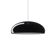 Glossy black Bauhaus acrylic dome pendant light with a smooth, minimalist mid-century design