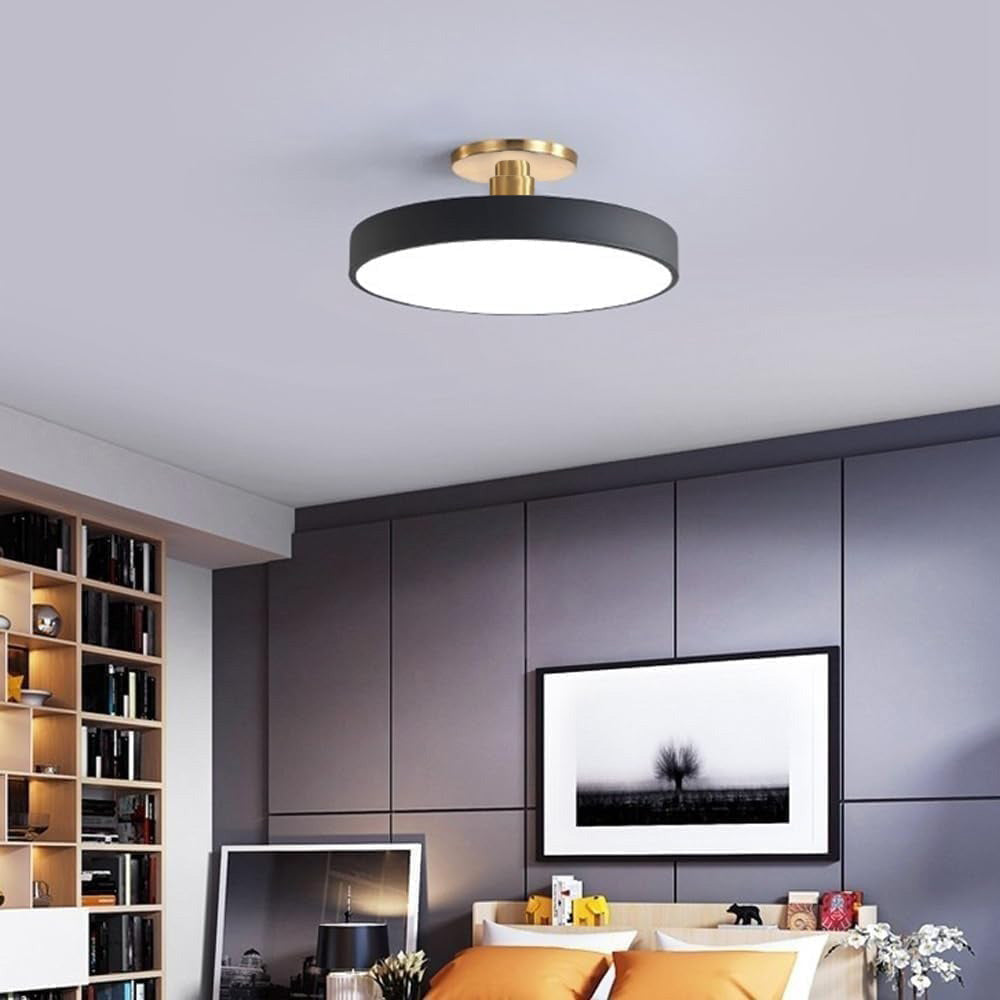 Black macaron drum ceiling light adding a contemporary touch to a living room