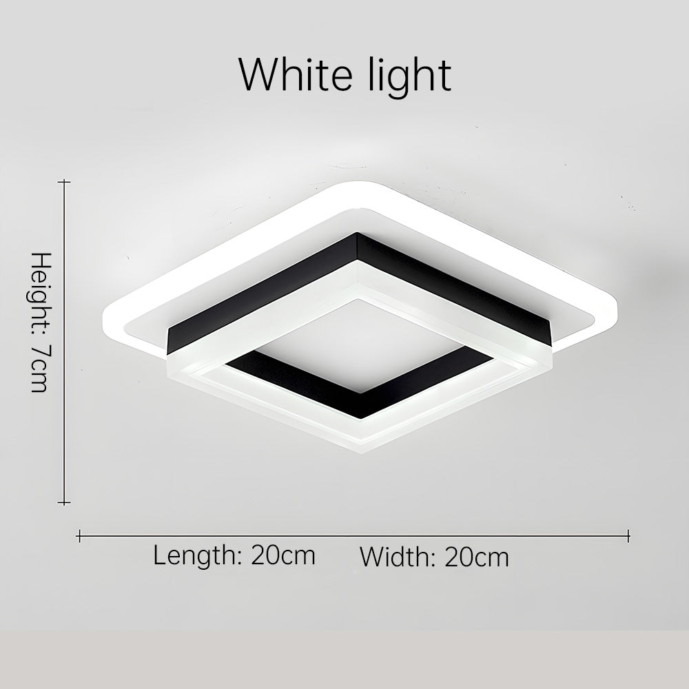 Dimensions and crisp white light emission display for the modern black geometric square ceiling light