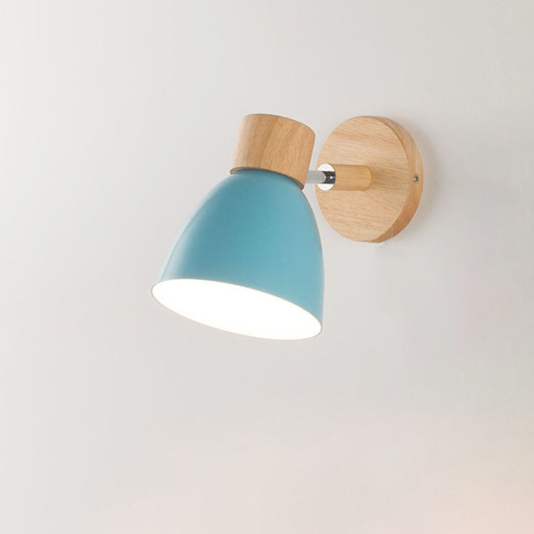 Blue pastel dome wall light without a pull cord isolated on a neutral background
