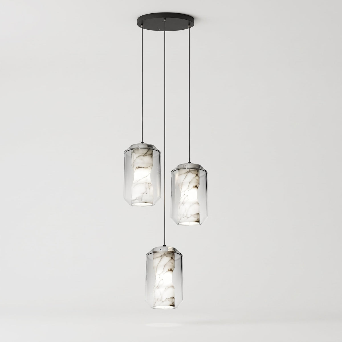 Bozla alabaster glass pendant light product photo on white studio background