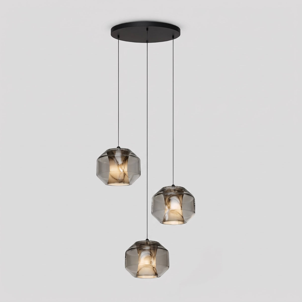 Bozla alabaster glass pendant light product photo on white studio background