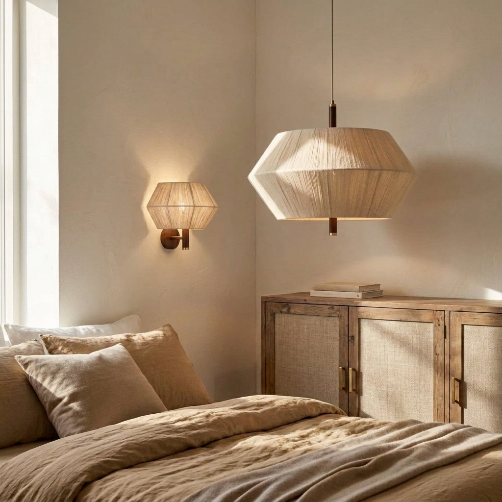 Ceqo pendant lights above a bed in a bedroom