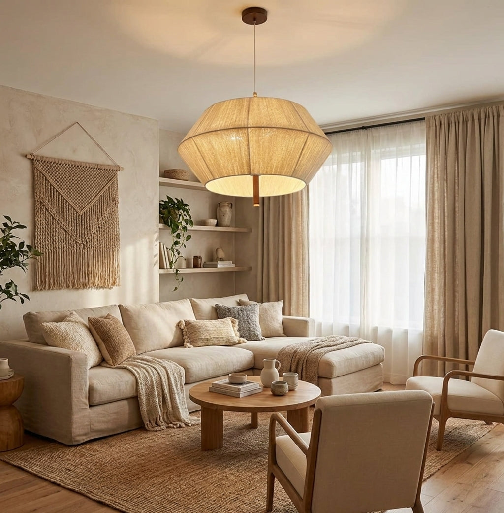 Ceqo pendant light above a living room sofa and armchair