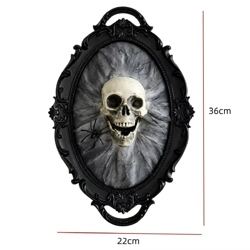 Cinder gothic skull wall plaque size chart, 36cm height by 22cm width