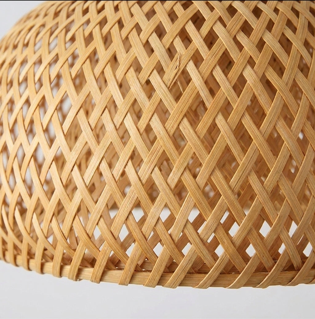 Close-up of Duxpa's hand-woven bamboo lattice weave