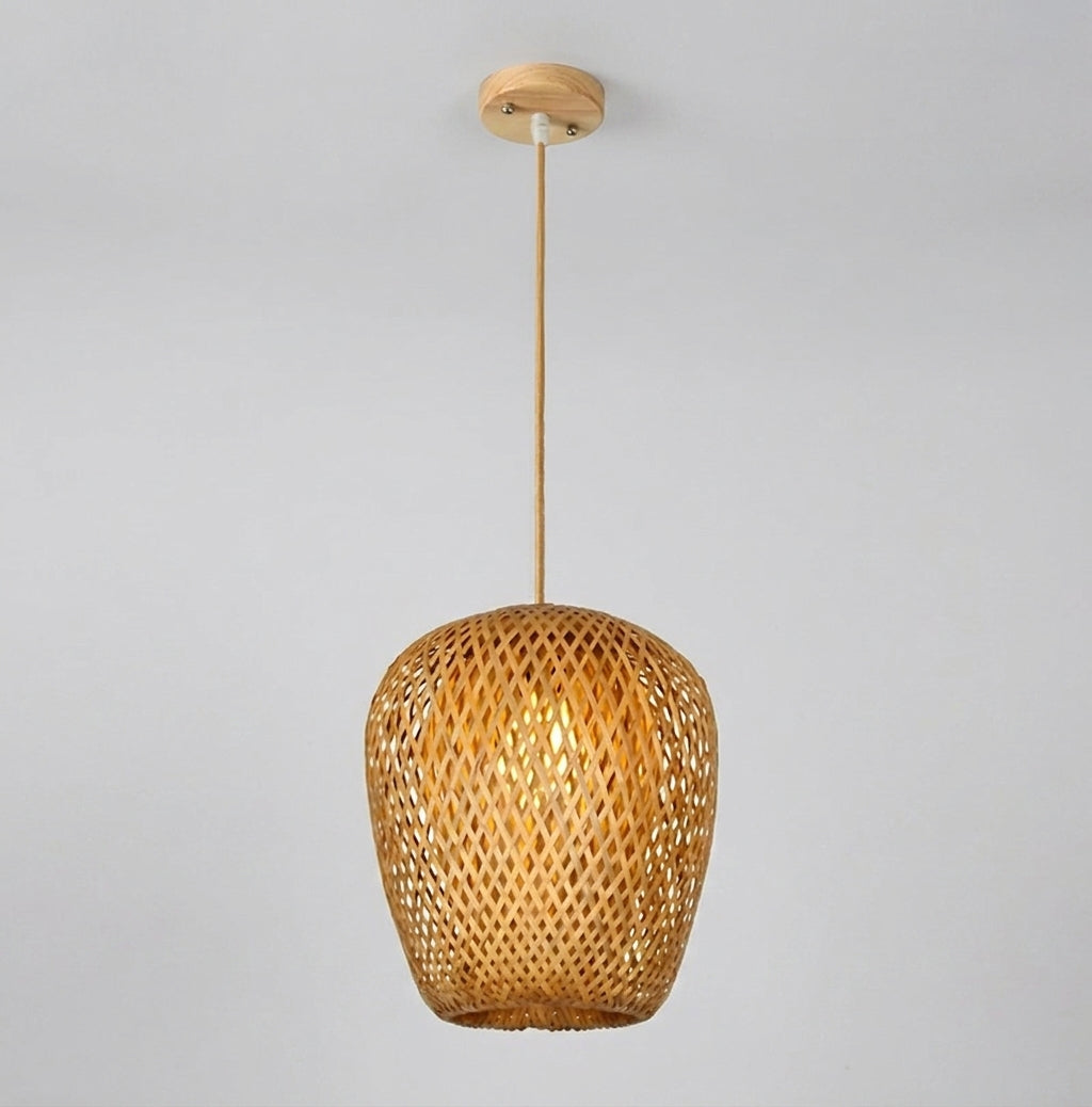 Duxpa Vase shape bamboo pendant light on grey background
