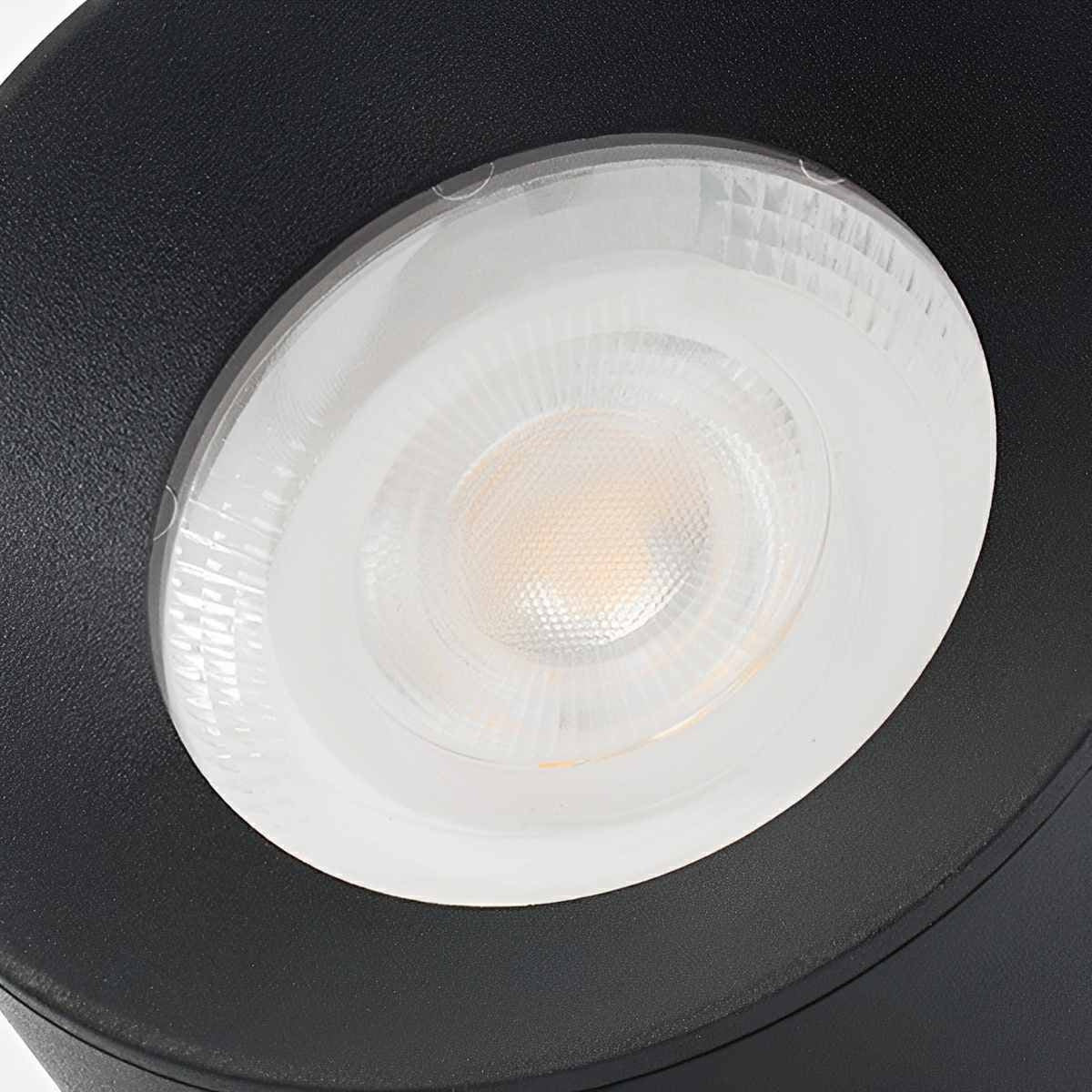 Close-up of Etsu spotlight lens and LED glow, studio shot