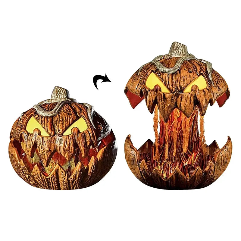 Two jack-o'-lanterns with carved faces on a white background