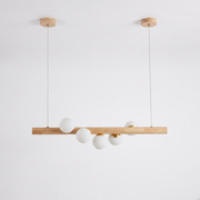 Fivqo Nordic wood beam pendant light, 5-light Original Wood finish, on a clean white background