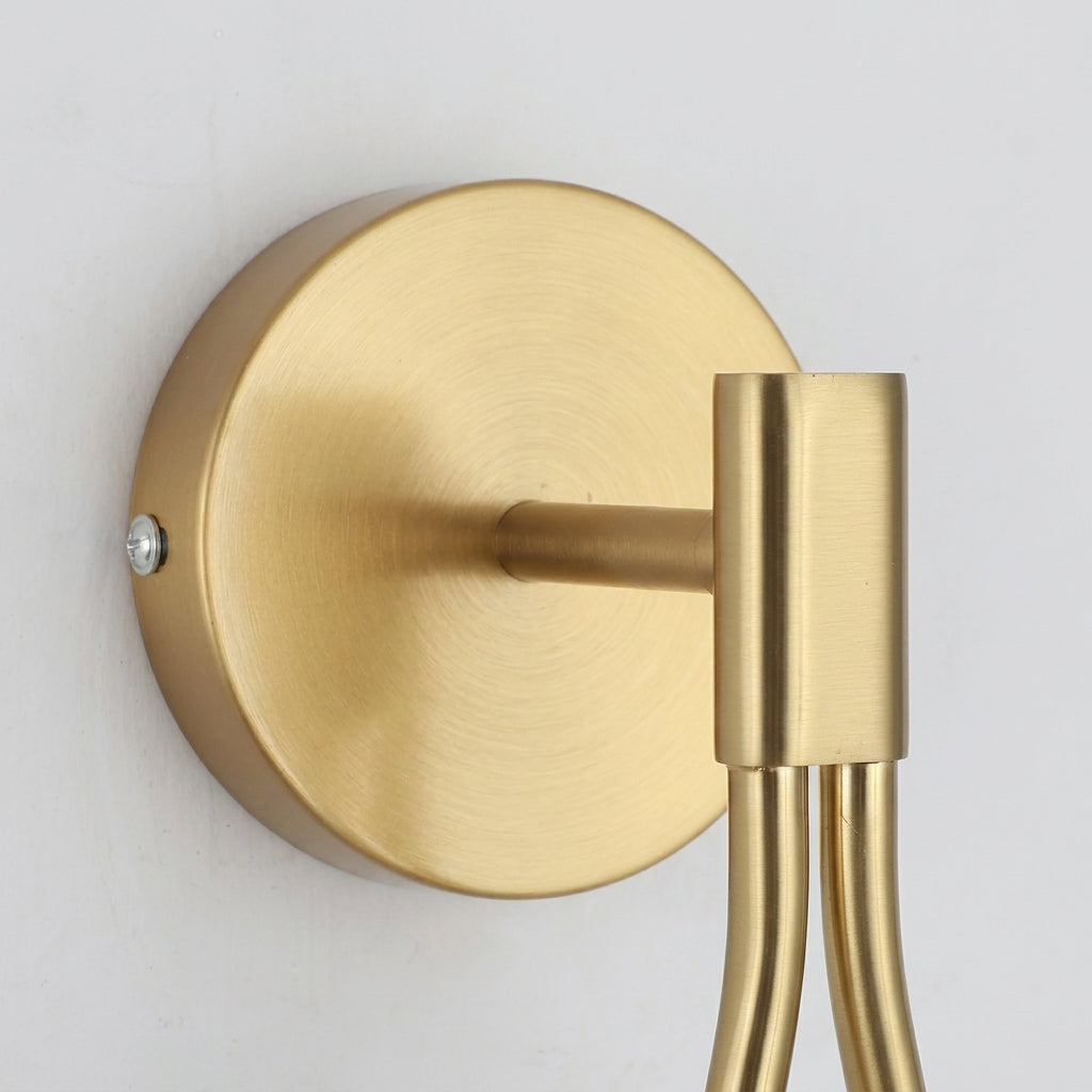 Folzi orb wall light, gold wall sconce back view showing wall plate