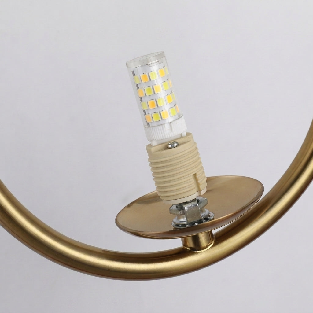 Folzi orb wall light G9 bulb detail, close-up