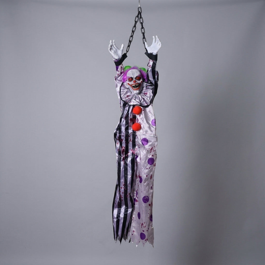 Gigglefiend Grey Clown design hanging Halloween prop