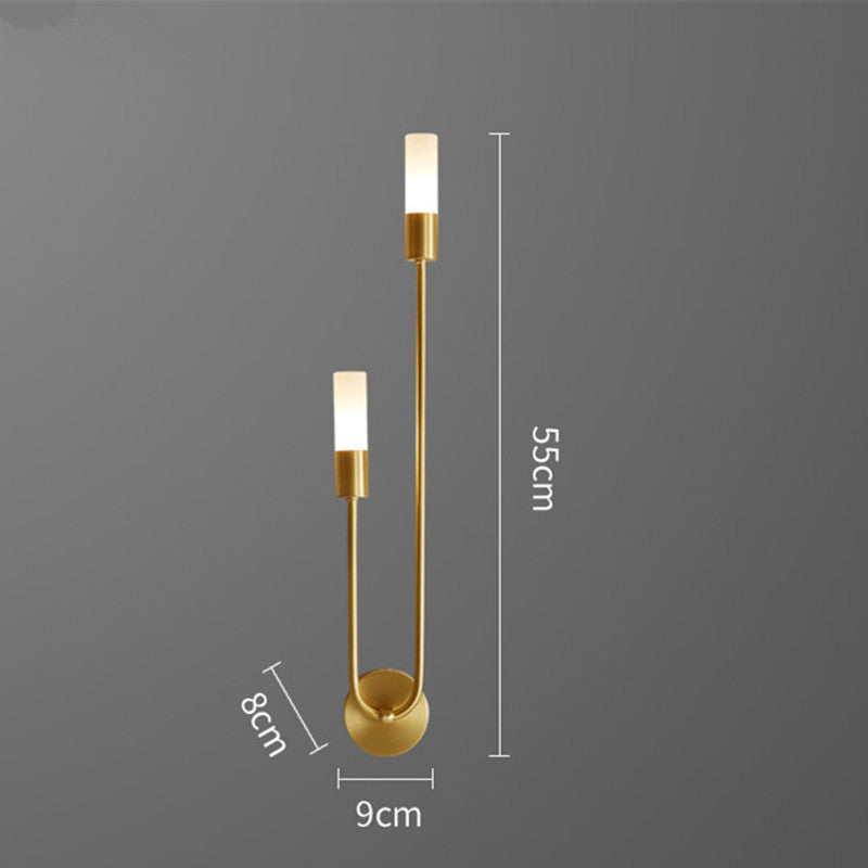 Dimensions guide for the 55cm tall modern gold U-shaped wall sconce