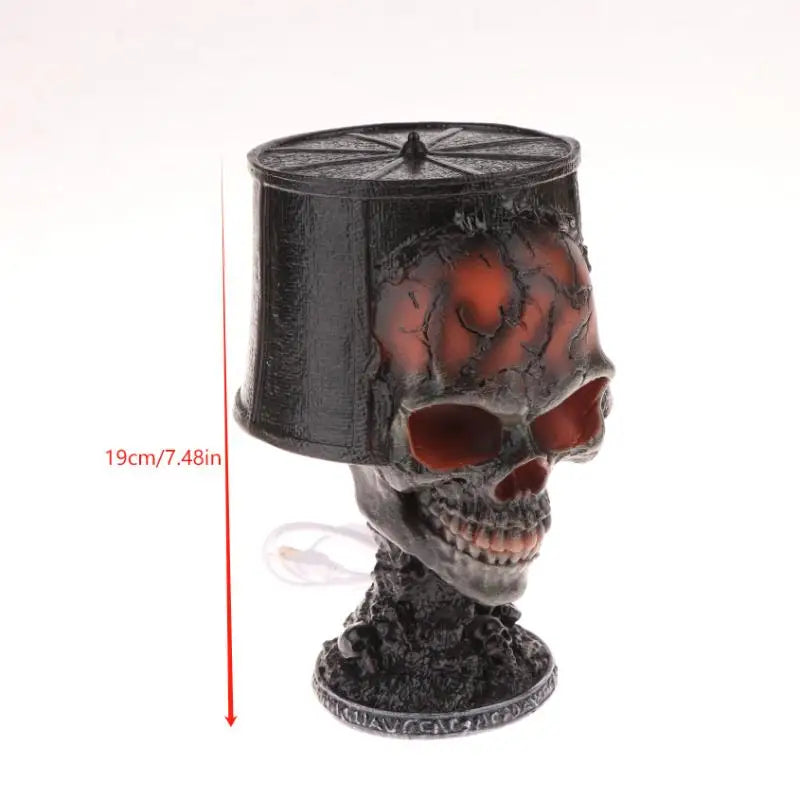 Gorren gothic skull lava lamp size chart showing a height of 19cm (7.48 inches)