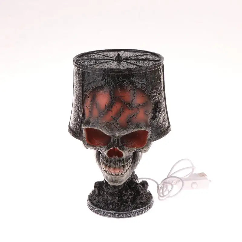 Gorren gothic skull lava lamp on a plain studio background with full USB cable and adapter plug