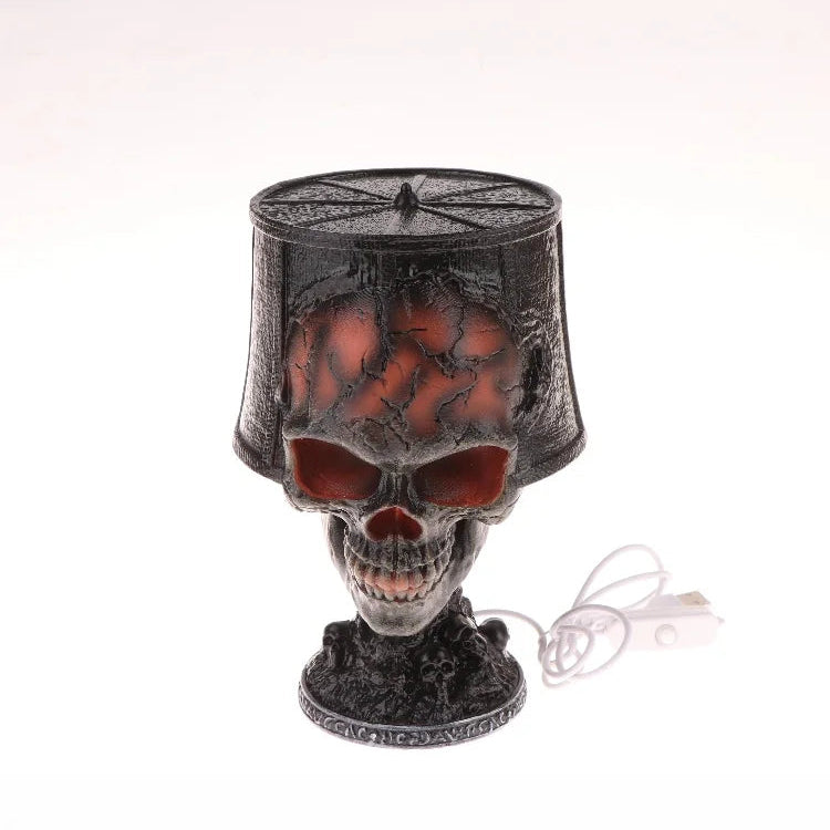 Gorren gothic skull lava lamp unlit, side view studio shot with USB cable
