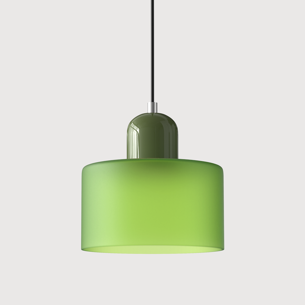 Green base and frosted green shade modern ceiling light