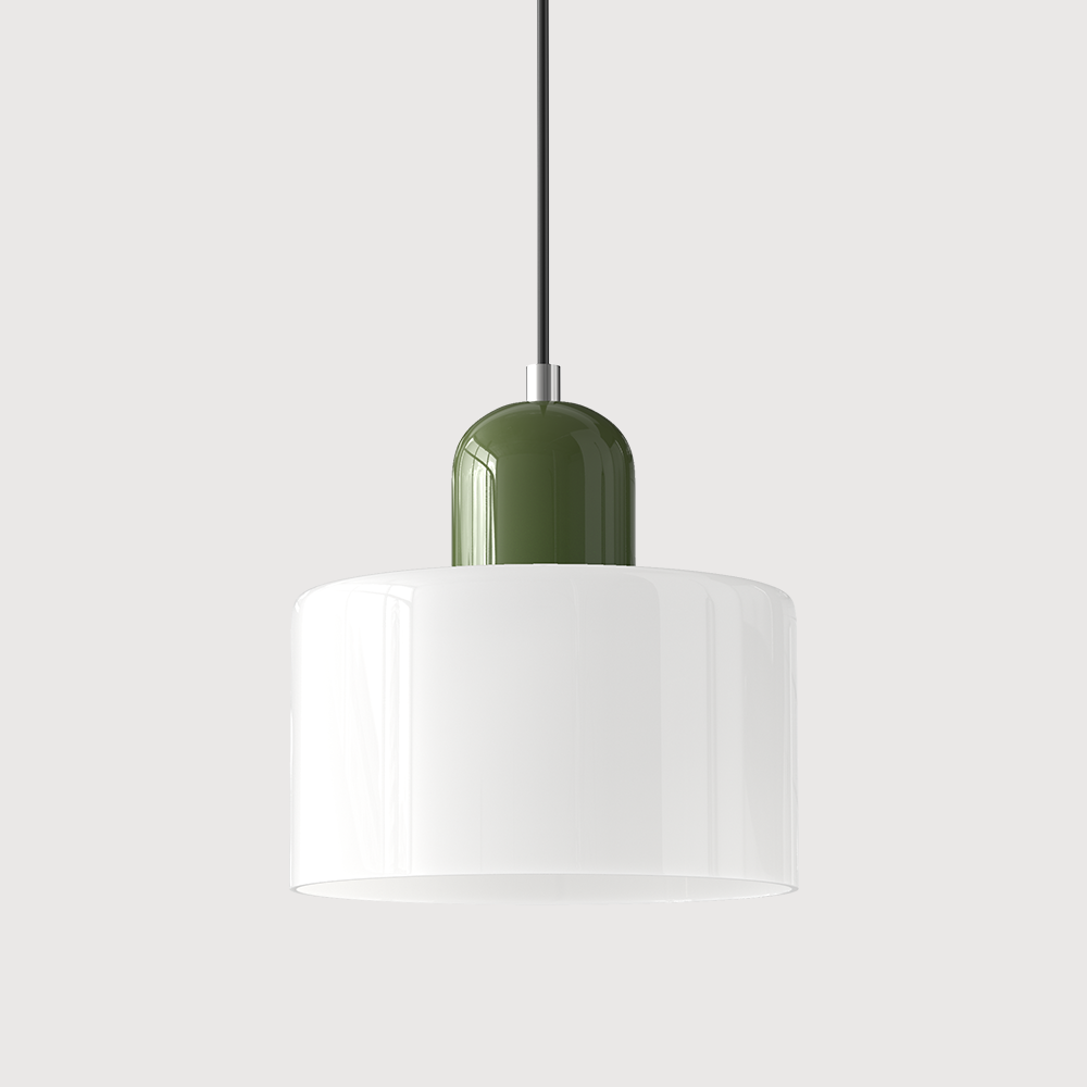 green base and white shade minimalist glass pendant