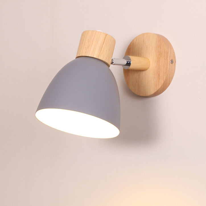 Sleek grey modern wood wall sconce without a pull cord, showcasing its matte finish