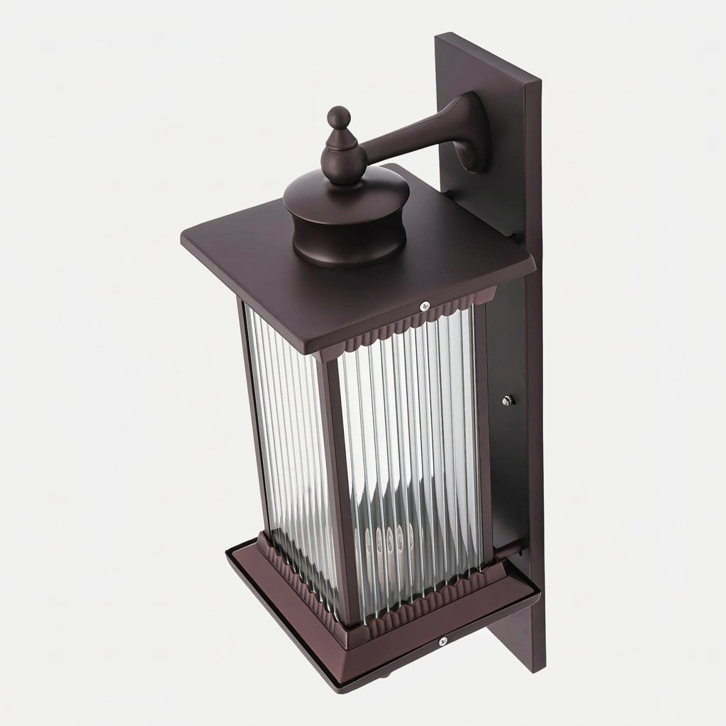 Gumzi exterior lantern wall light product shot, top angle