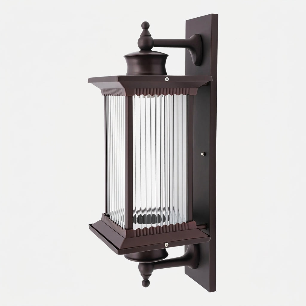 Gumzi exterior lantern wall light product shot, alternate side angle