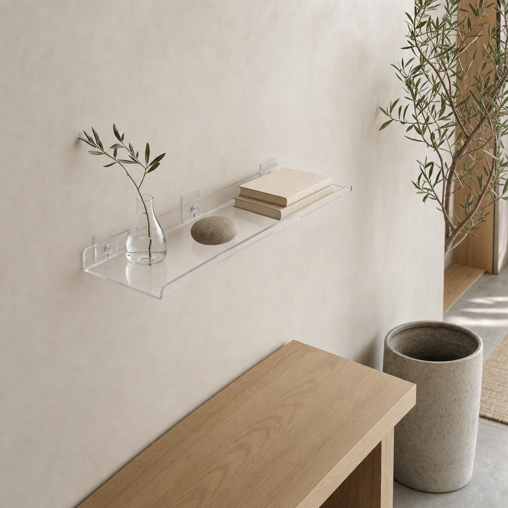 Cleft acrylic floating wall shelf - Transparent