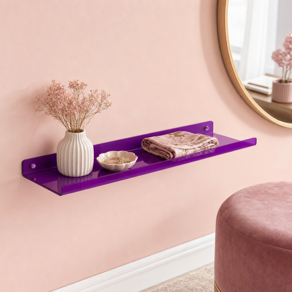 Cleft acrylic floating wall shelf - Purple