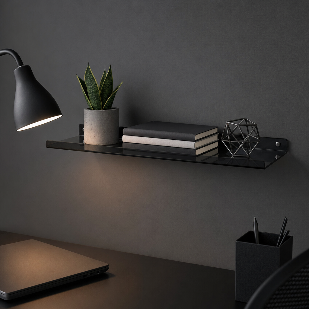 Cleft acrylic floating wall shelf - Black