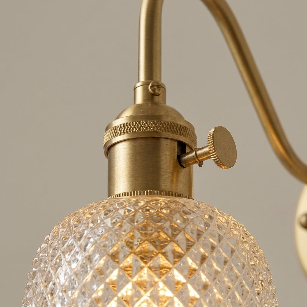 Hivqa wall sconce socket and fitting, close-up angled detail