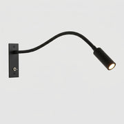 Hulzi black gooseneck metal wall reading light, studio product shot