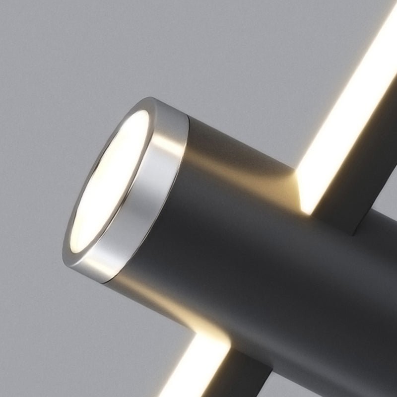 Close-up detail of the premium matte black aluminium frame and integrated LED light diffuser