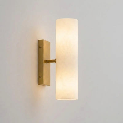 Ivzo - Modern Alabaster Column Wall Sconce - Genuine Stone Two-Light Fixture