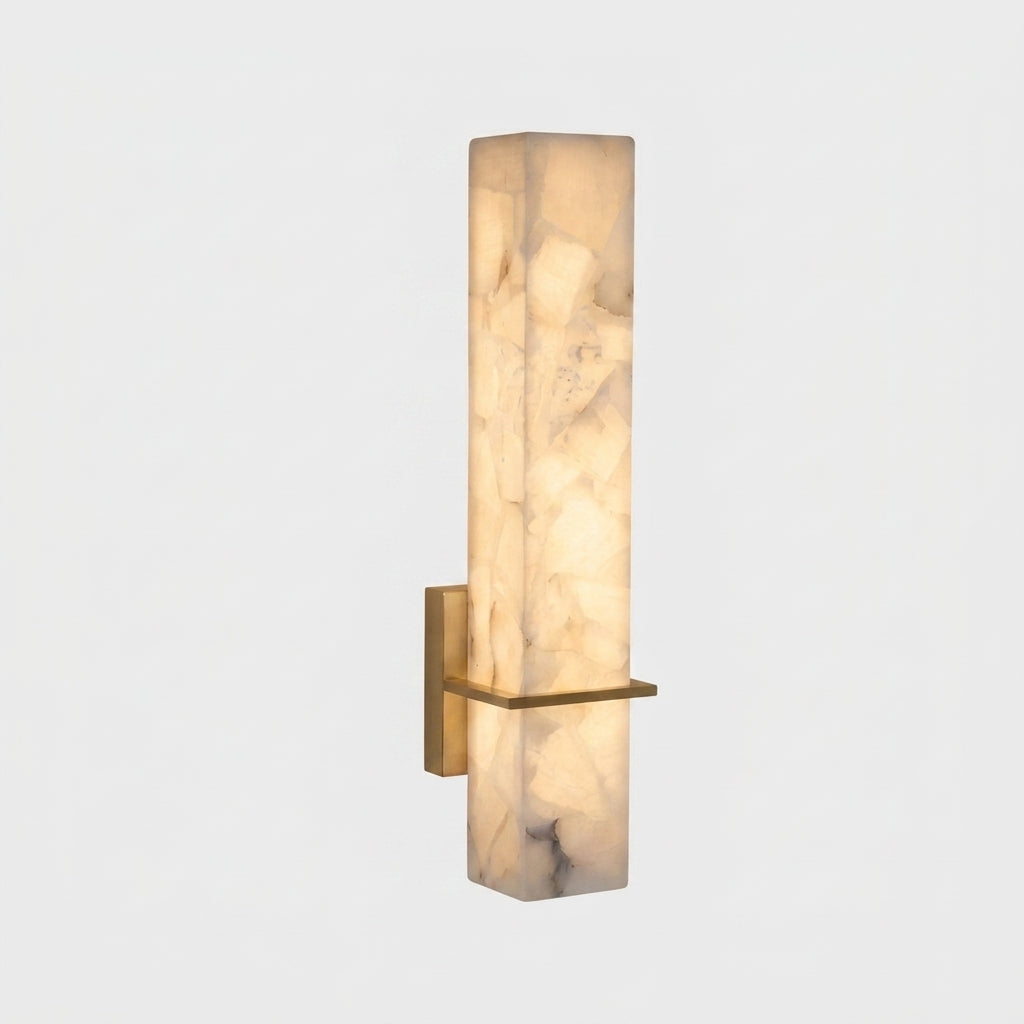 Kuvri white alabaster and gold metal wall lamp, studio shot